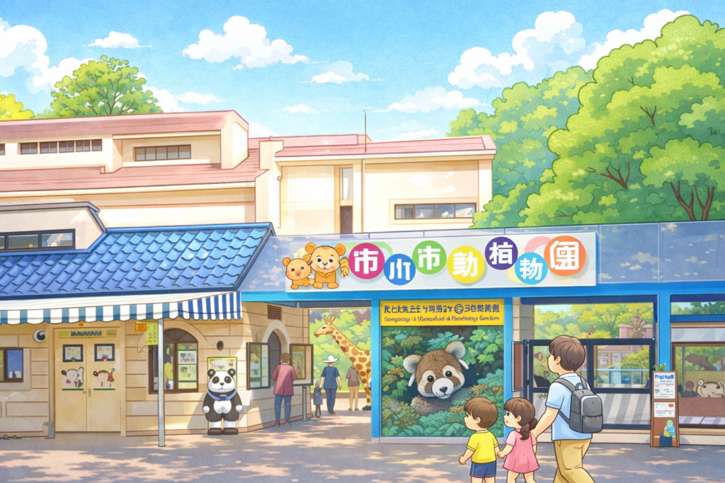 市川市動植物園の入口イメージ｜パンチくんに会いに行ける動物園